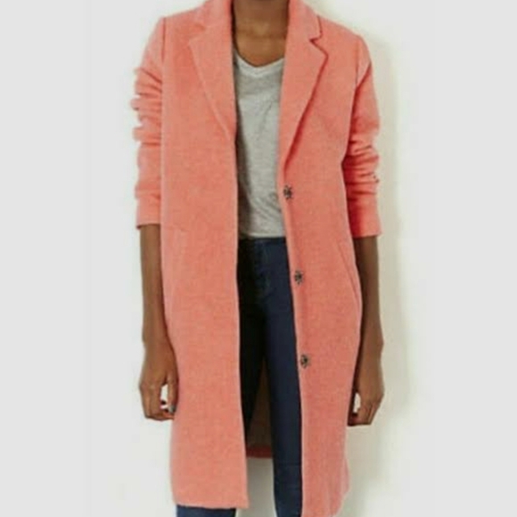 Topshop Jackets & Blazers - Topshop Boiled Wool Coral Coat